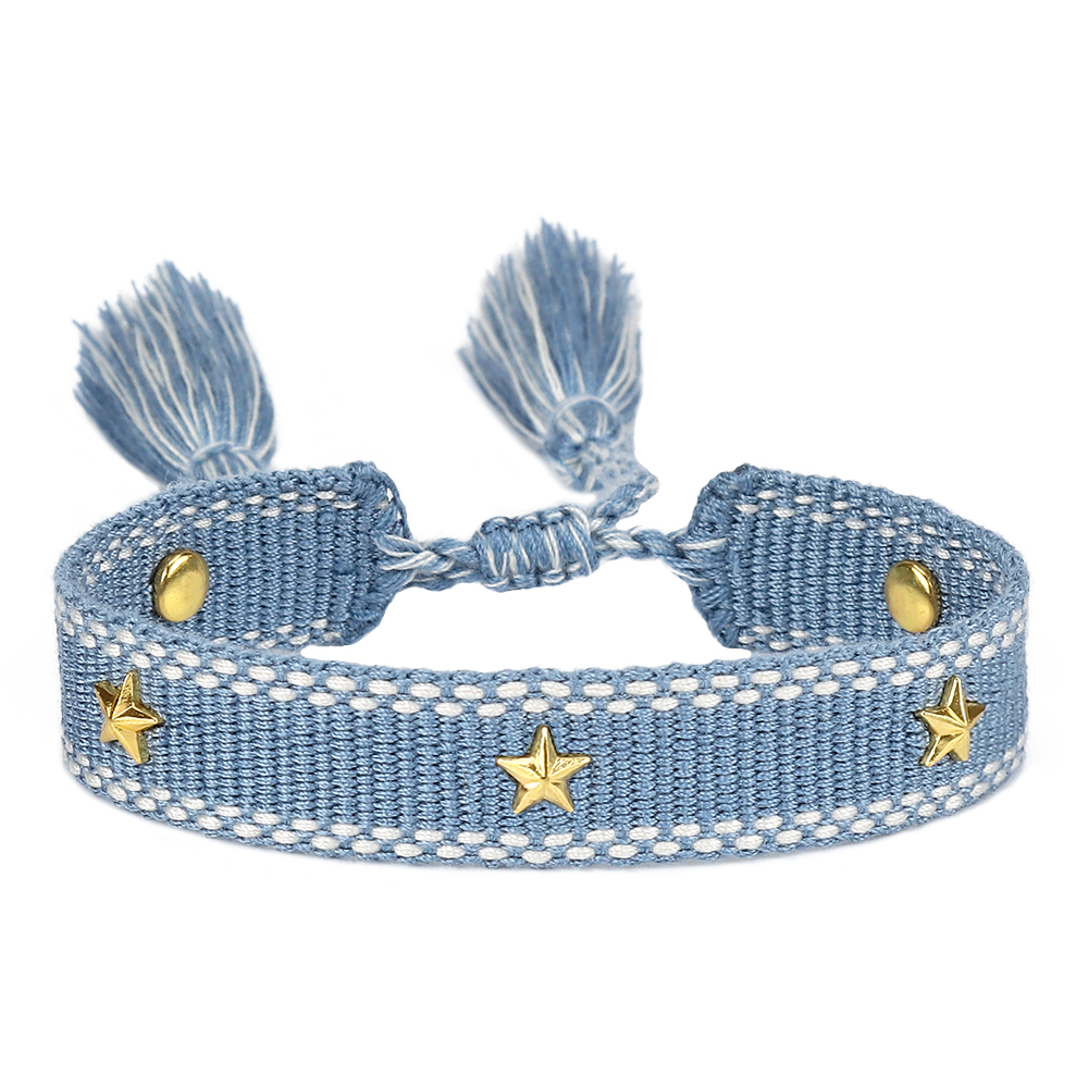 Bracciale dell'amicizia intrecciato per donne con piccole stelle Braccialetti di gioielli impilabili estivi Regali per la sorella: Oro antico placcato