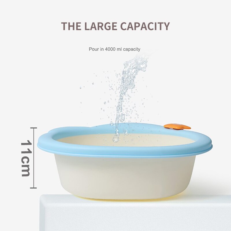 Baignoire épaissie de bébé de lavabo de bain de pied de baignoire de bébé qui respecte l'environnement en plastique de Silicone portatif avec le modèle de bande dessinée diverses couleurs