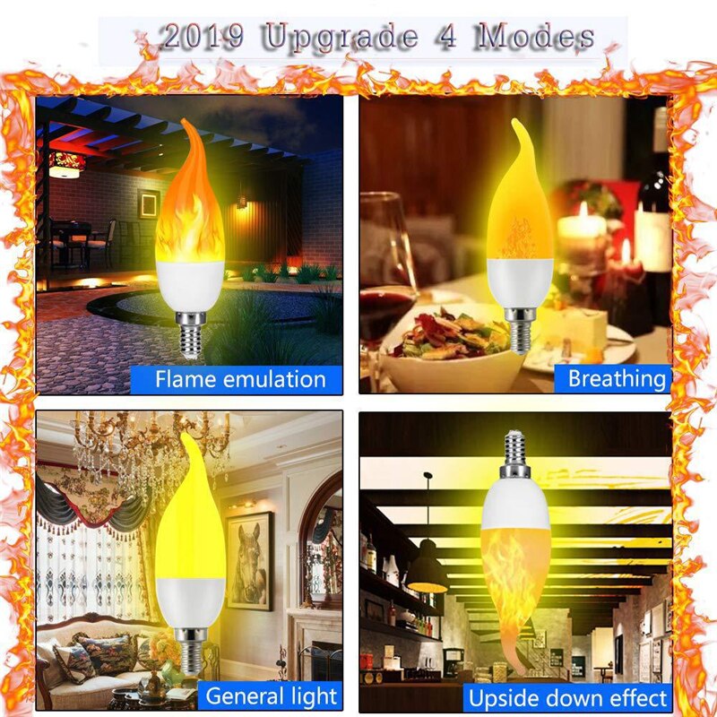 LED Feuer Licht E14 E27 B22 Kerze Lampe 5W 4 Modi Beleuchtung LED Flamme Flackern Lampe Wohnzimmer Weihnachten atmosphäbetreffend Lampe Wohnkultur