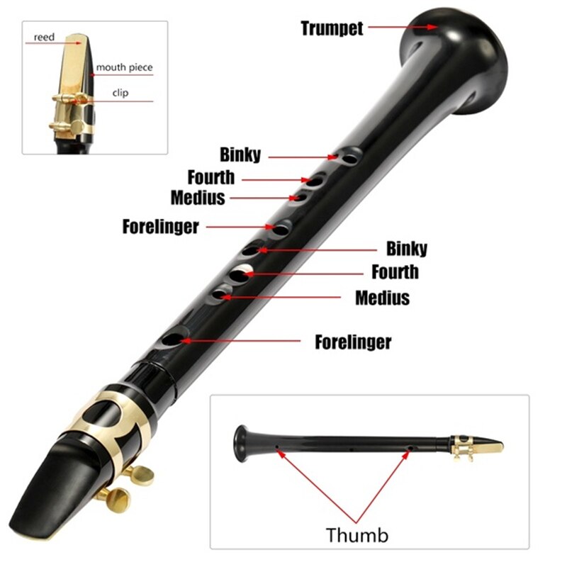 Mini Pocket Saxofoon Draagbare Effen Saxofoon Kleine Saxofoon Met Sax Rieten Draagtas Tand Pasta 'S Voor Beginners