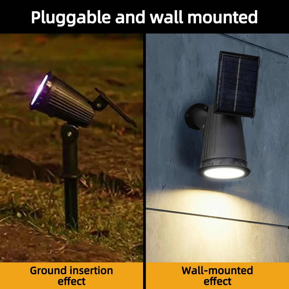 9-LED-Solarstrahler für den Außenbereich, RGB-Solar-Landschaftsbeleuchtung, IP65, wasserdicht, Helligkeit einstellbar, für Garten, Hof, Palmen