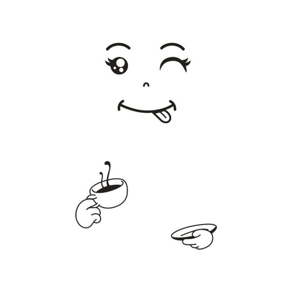 Søde køleskab klistermærke glad lækker ansigt køkken smiley selvklæbende køleskab væg køleskab kunst væg klistermærker sød: Kaffekop