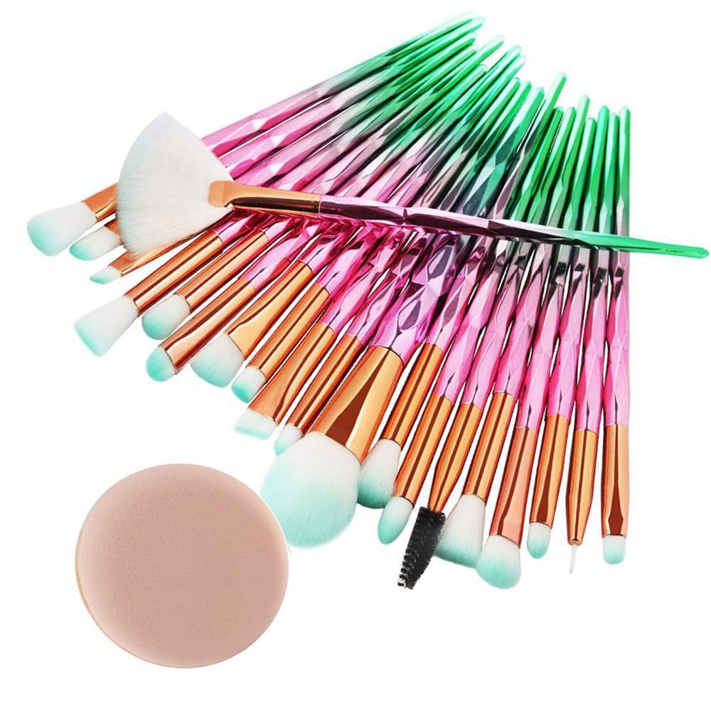 MAANGE 20 piezas brochas de maquillaje de diamantes Set base de polvo rubor mezcla de sombra de ojos labios cosméticos belleza maquillaje pincel: F
