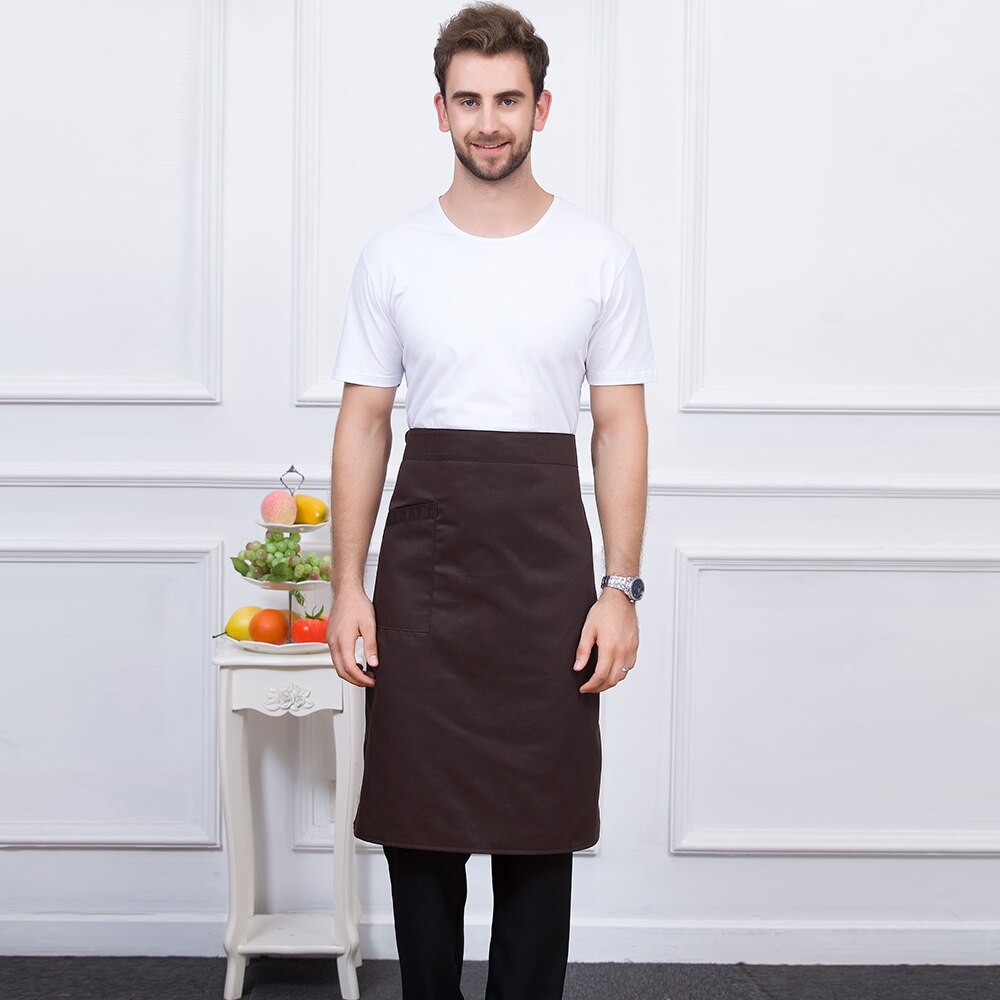 7 kleuren Mannen Vrouwen Pure Kleur Verstelbare Chef Werk Uniformen Accessoires Keuken Koken Food Service Effen Schort met Een Pocket