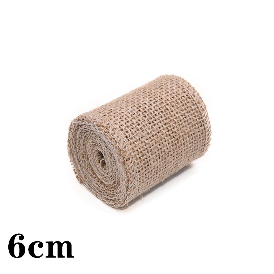 2 yards/rulle 150mm 300mm naturliga jute säckvävsband för hantverk gör-det-själv långa hampaband rosett inslagning bröllopsfest dekorativt: 6cm