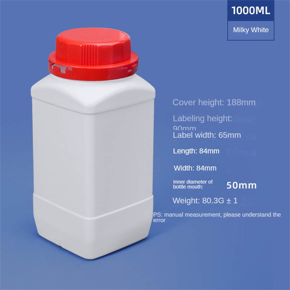 Bouteille en plastique carrée vide avec couvercle, récipient HDPE de alimentaire, shampoing, Lotion, peinture, bouteille rechargeable