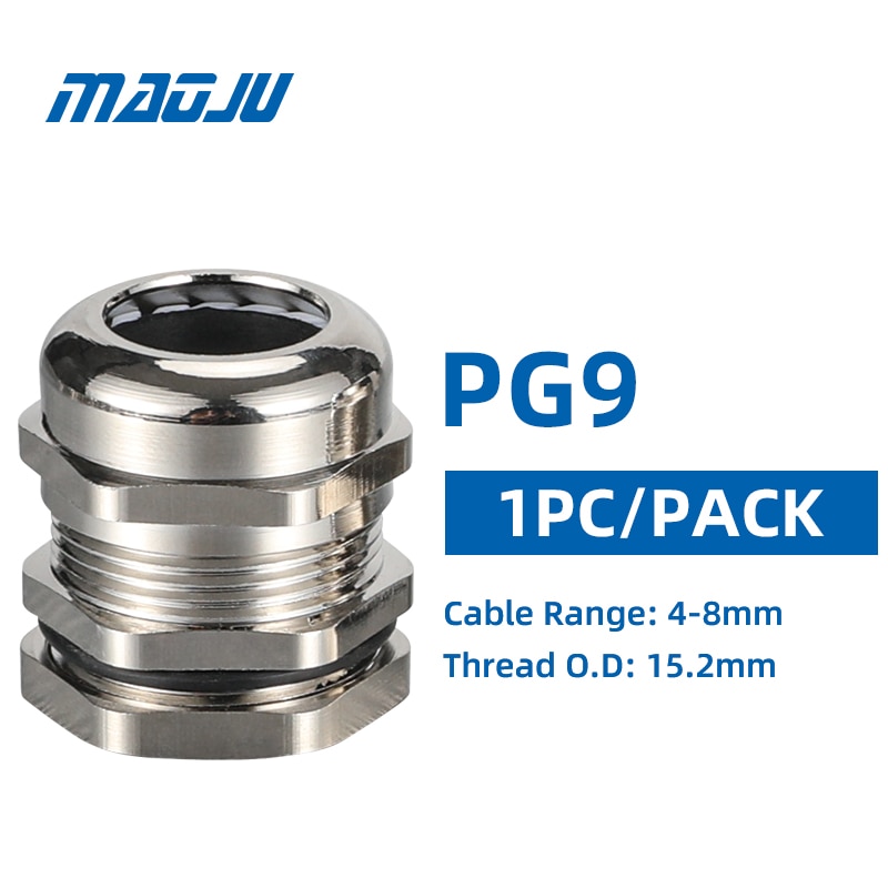 1 PIÈCES PG7 PG9 PG11 PG13.5 PG16 PG19 Métal Câble Serre-câbles M12 M16 M18 M20 M22 M25 IP68 CE Presse-Étoupe En Laiton Connecteur De Fil: PG9-1PCS