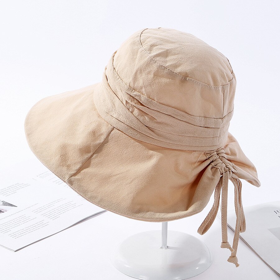 Cokk Zomer Hoed Vrouwen Emmer Hoed Cap Zon Uv-bescherming Effen Kleur Katoen Opvouwbare Zon Hoeden Voor Vrouwen Dames Hoeden gorro Gorras: khaki