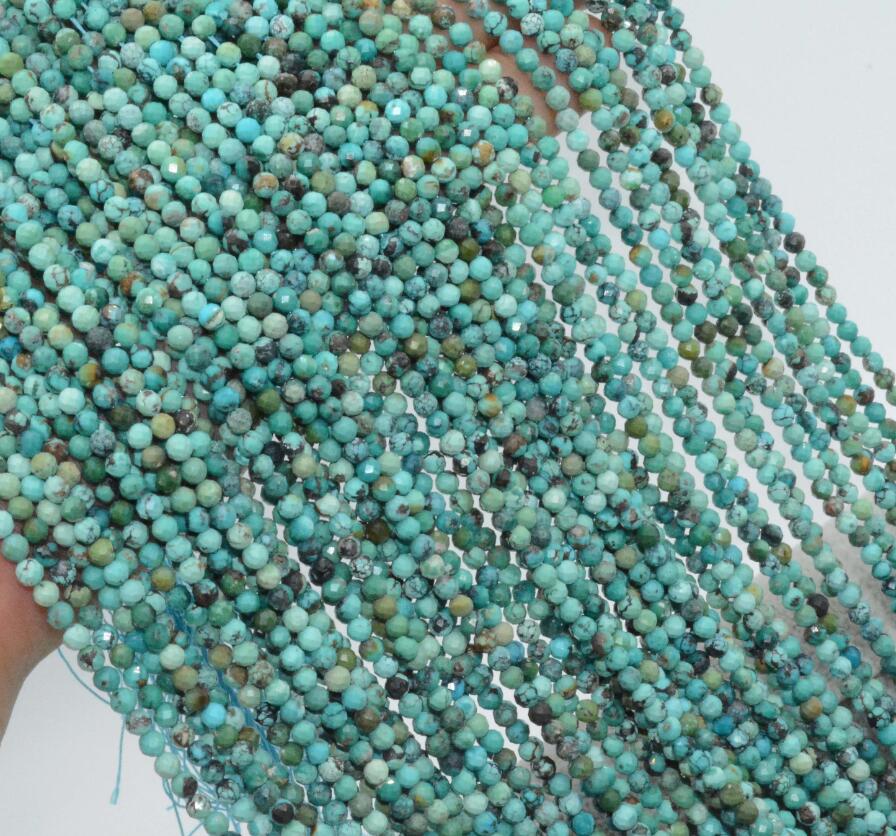 Natural Semi Precious Stone Faceted Round Beads 3mm-3.5mm