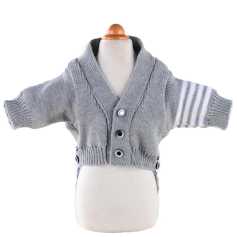 Streep Hond Vest Truien Jas Met Button Herfst Winter Honden Bat Shirt Kleding Britse Stijl Kat Truien Voor Chihuahua