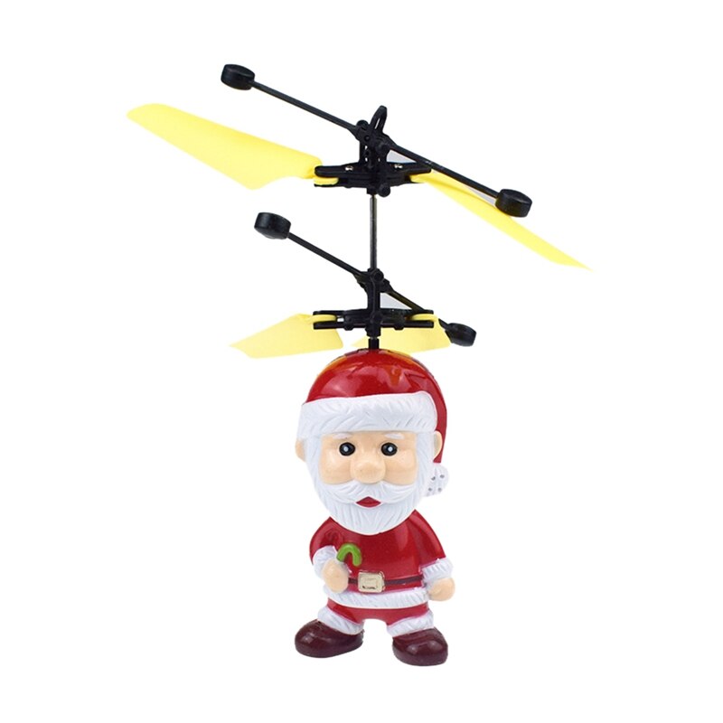 Christmas Santa Speelgoed Vliegende Kerstman Vliegtuigen Speelgoed Sensor Helicopter Inductie Speelgoed Gloeiende