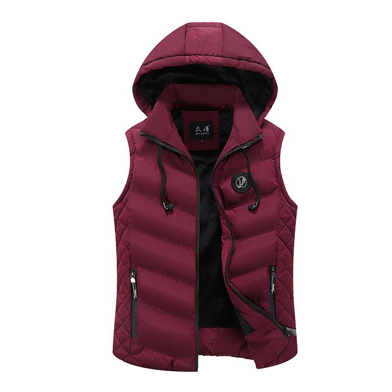 Lusumily tyk varm vest dame ærmeløs jakke kvinde vinter solid slim vest dame vindtæt varm headset vest: Rød / Xxl