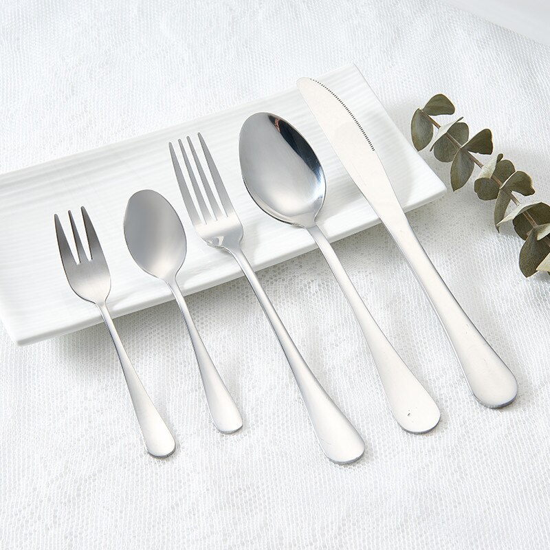 Tableware Cutlery Set Stainless Steel Cutlery Set Silver Fork Spoon Knife Cutlery Set Spoon Western Dinnerware Set Kitchen: silver 5pcs