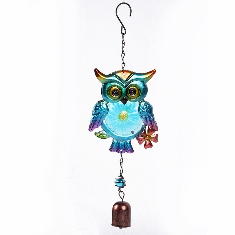 1pc coruja sinos de vento metal artesanato vidro pintado ornamentos zakka criativo casa sino vento carrilhão tubo jardim azul vermelho pingentes