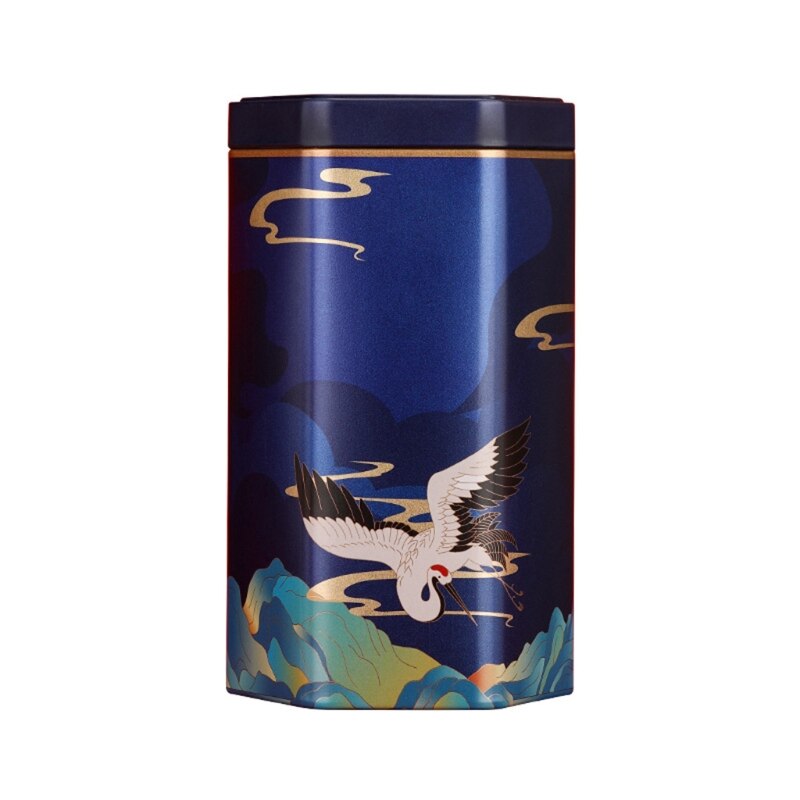 Chinese Style Tea Canisters Iron Tea Tin Canisters Tea Storage Box Small Coffee Tea Storage Jars Sealed Loose Packing Box: Blue