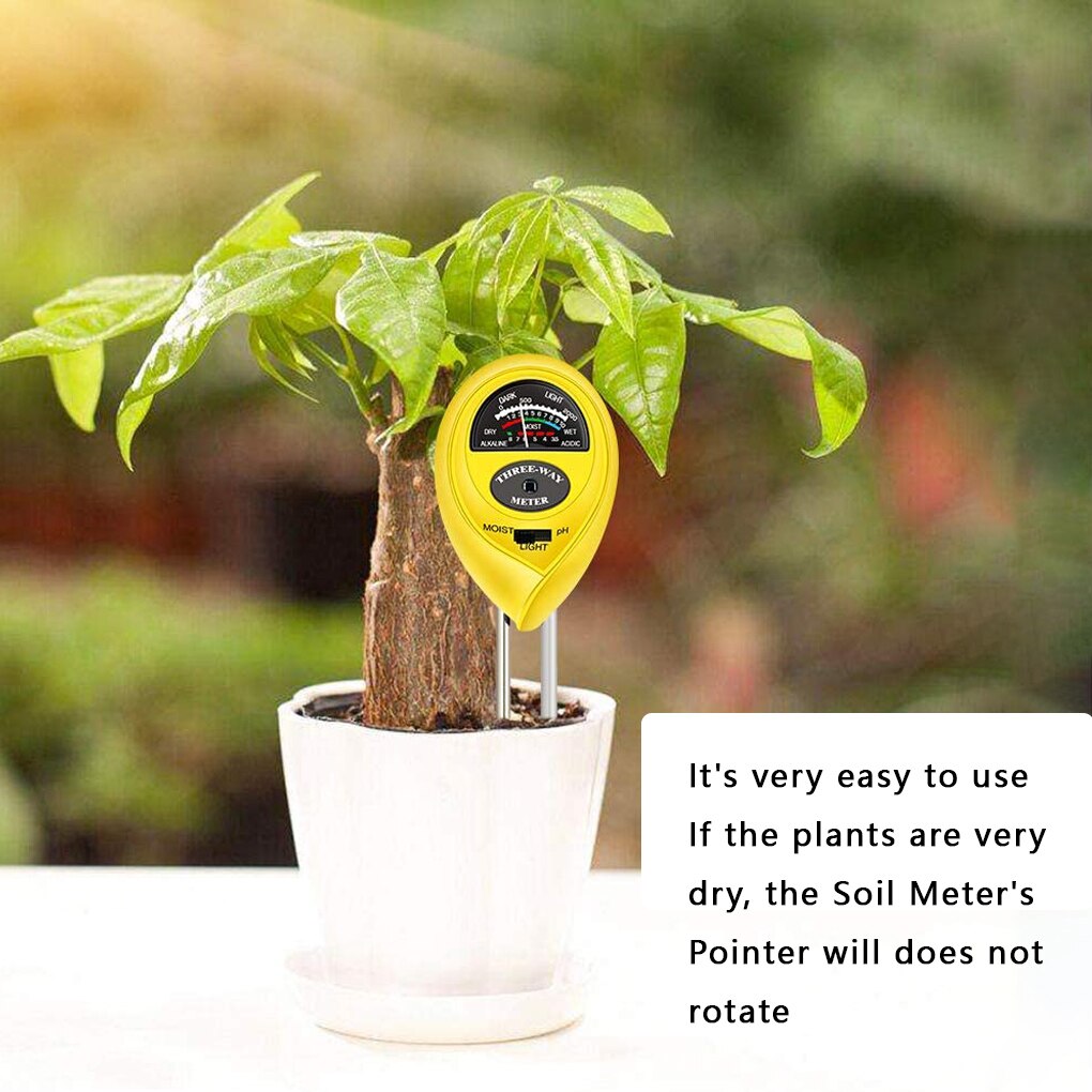 3 In 1 Soil PH Meter Sunlight PH Tester Garden Flowers Soil Moisture Sensor Meter Plants Acidity Humidity PH Monitor Detector