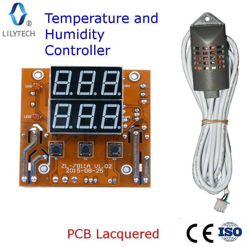 ZL-7811A, 12 V, Temperatuur en Vochtigheid, Hygrostaat en Thermostaat, voor Incubator, Lilytech