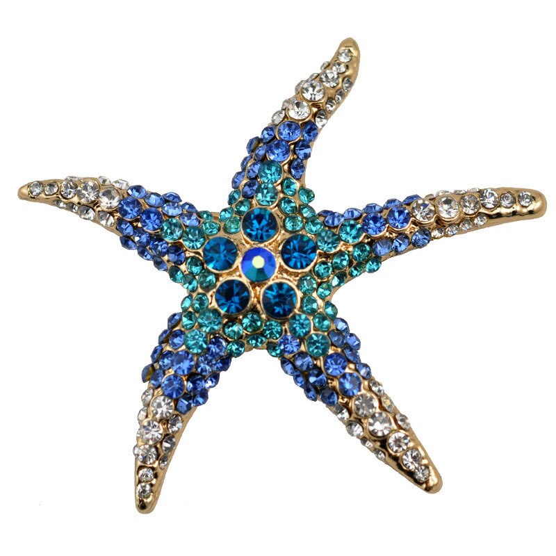 Zeester broches Blue Rhinestone Zeester Broche high-end kleurrijke kristal bruidsmeisje bruiloft: Blue