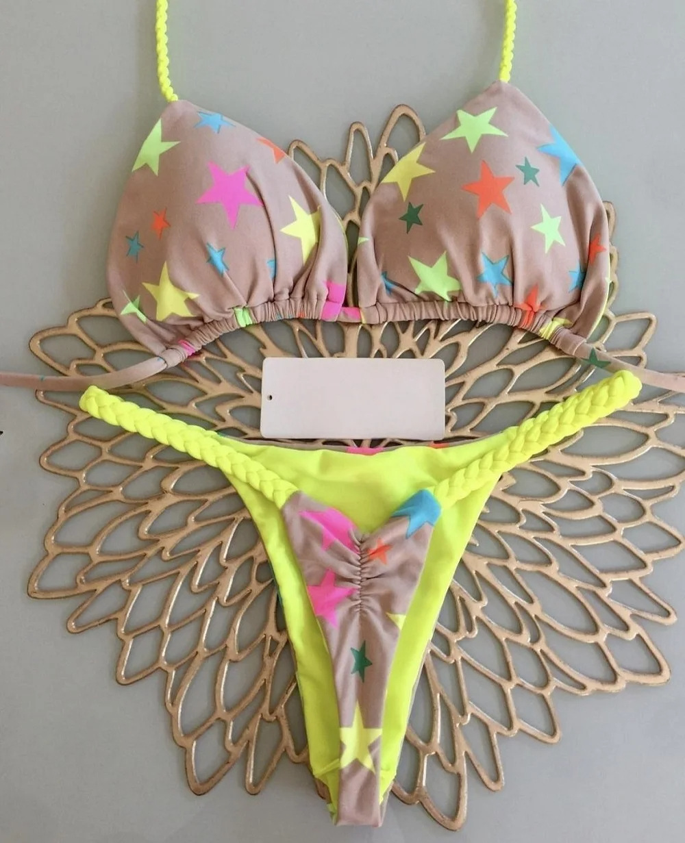 Sexy femmes Bikini plage maillot de bain deux pièces ensemble: L / Beige
