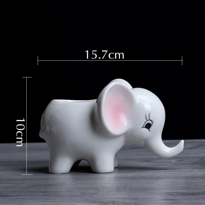 Elephant Plant Cute Elephant Flower Pot Modern White Ceramic Succulent Planter Pots Tiny Flower Plant Containers Animal Decor: colorful big