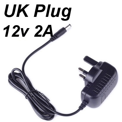 Universal 110V 220V a 12V 2A DC AC Cable de alimentación Jack Cable de carga adaptador de conector 2,5 2,1 MM para enrutador altavoz cámara: Negro