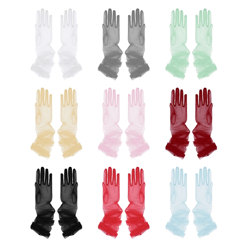 Luvas de tule transparente ultra-finas, luvas ultra longas cotovelo, acessório para tirar foto, dia das bruxas, moda feminina