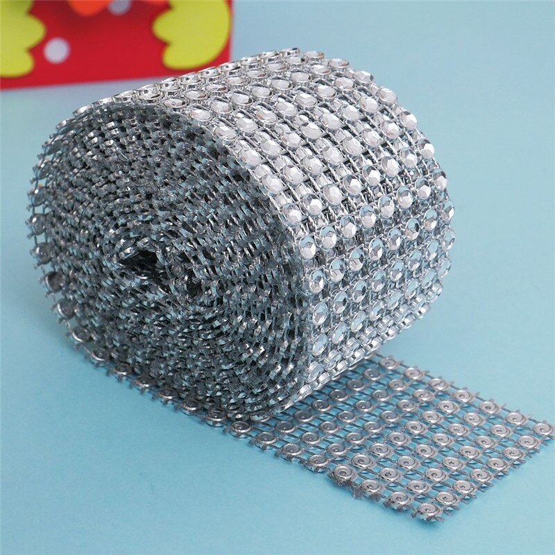 222 #4 CM * 2 M Diamond Mesh Wrap Lint Rhinestone Mesh Roll Tape Tulle Crystal Nuttig Wedding Engagement party Valentine Decors