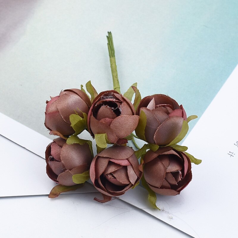 6 stykker dekorative blomster kranse kunstige blomster vaser til dekoration gør-det-selv bryllup dekoration boligdekoration tilbehør: 1