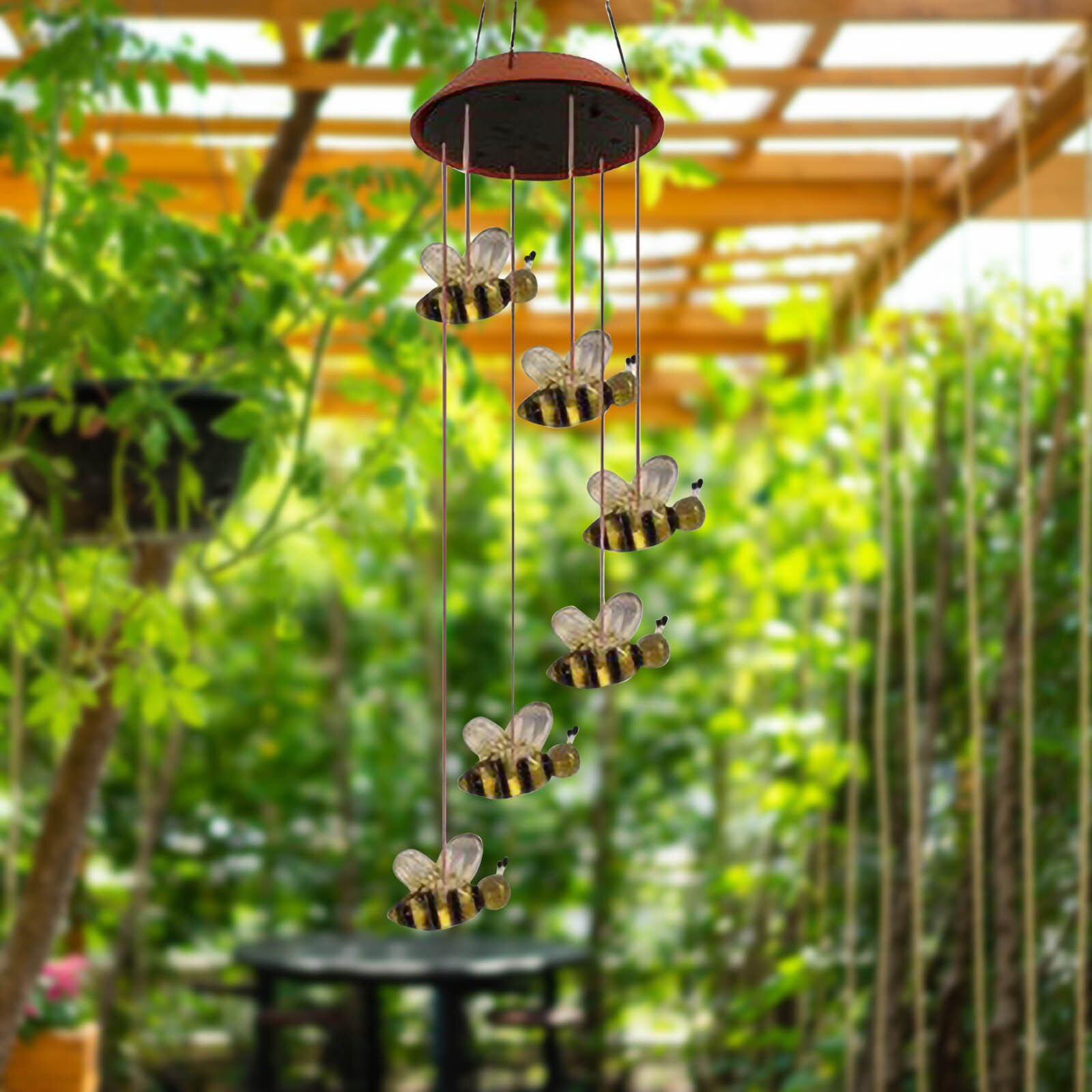 Kleur Veranderende Outdoor Hanger Bel Zonne-energie Lamp Bee Wind Chime Led Light Solar Bee Speelgoed Decoratieve wind Chime