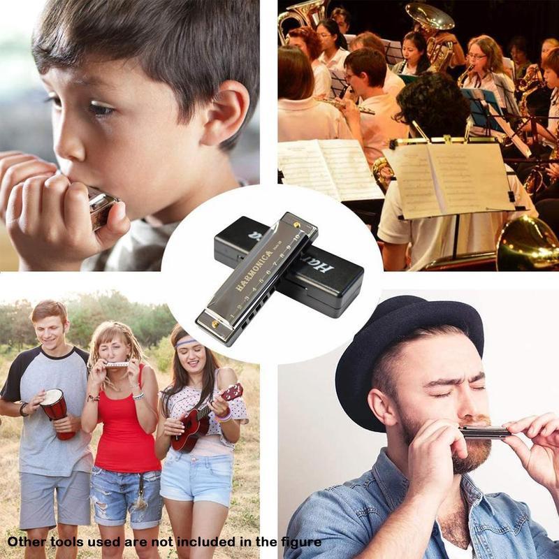 Armónica con núcleo de cobre de aleación de titanio para estudiantes, armónica con agujero en C, ideal para principiantes en Navidad, con 10 cajas, diámetro de almacenamiento de , 1 unidad, P7O8