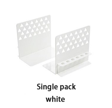 Iron Bookcase With Pen Holder Desktop Storage Bookshelf Hook Lean White Black Color For Work And Study: White