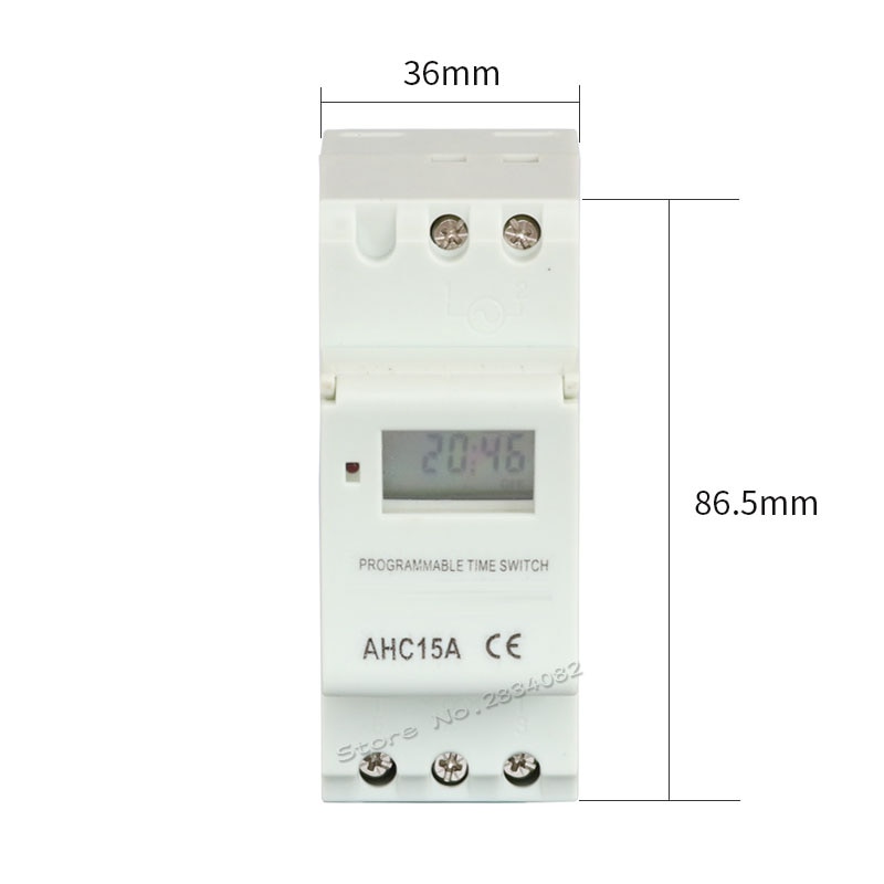 Minuterie Programmable numérique LCD 220V, Din rail, 7 jours, relais électronique pour le contrôle du temps AHC15A