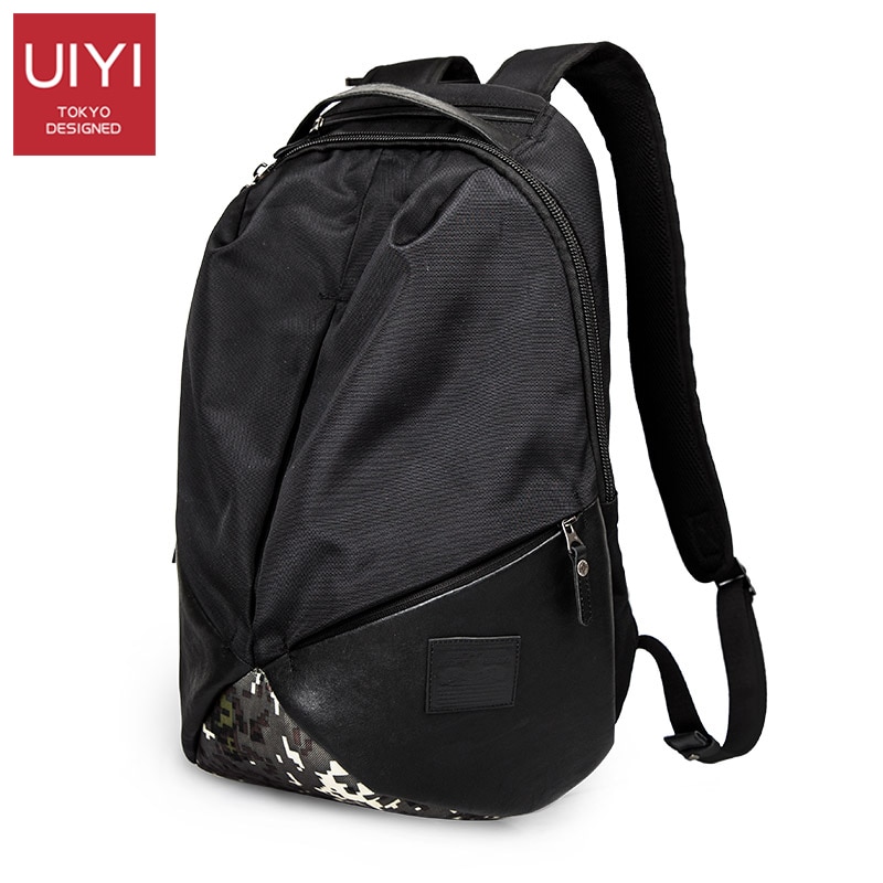 UIYI marca dos homens camuflagem mochila Coreano saco de escola mochilas mochila de viagem de grande capacidade à prova d' água bolsa para laptop macho Preto