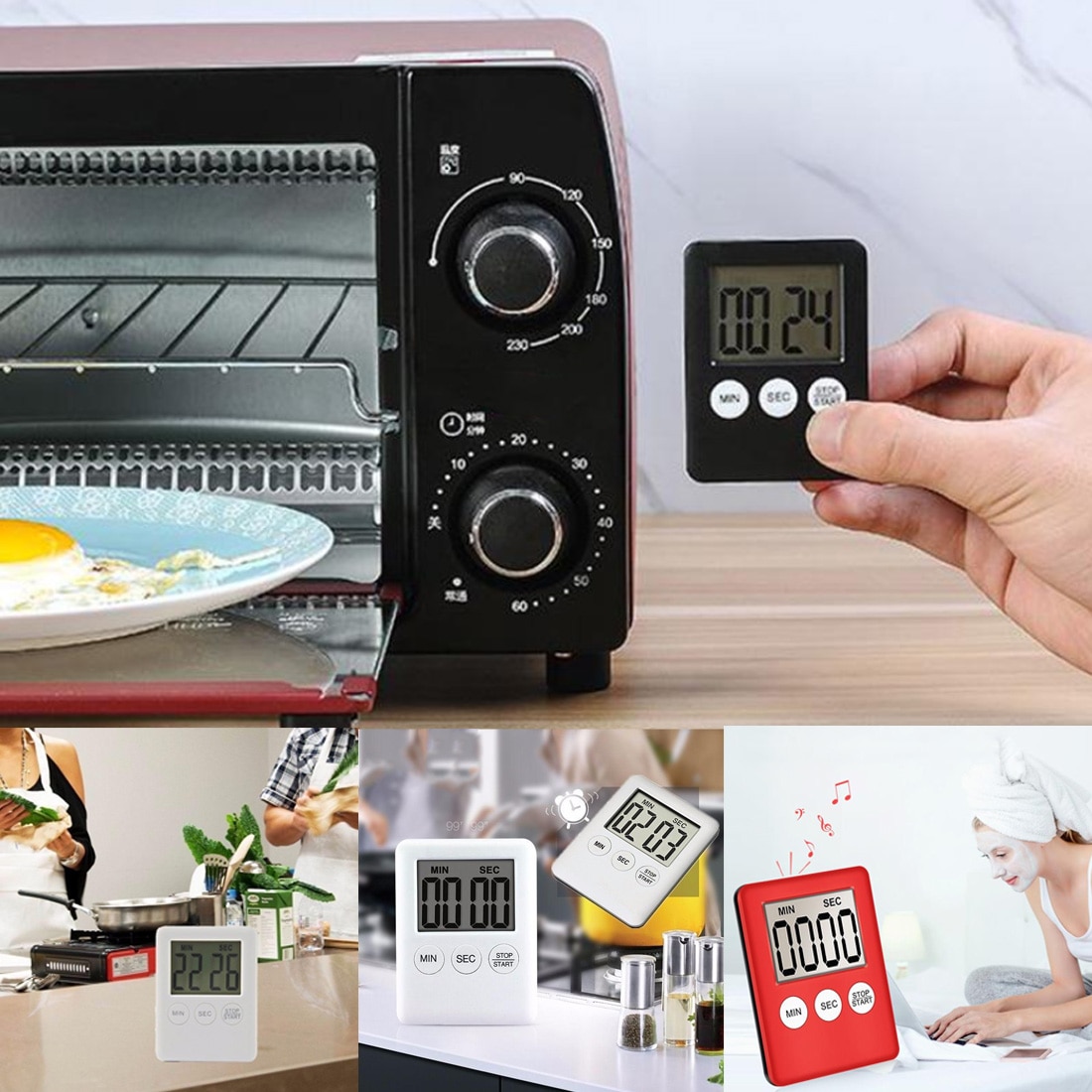 Temporizador de cocina para el hogar, cronómetro electrónico para cocina, cronómetro, herramientas de cocina, sencillo, práctico, pantalla LCD cuadrada Digital