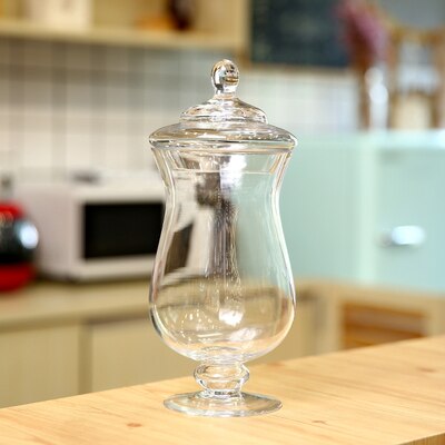 Europæisk stil gennemsigtig glas slik jar krukke sukker skål med låg højbenet vindue bryllup dessertbord dekoration: C 1200ml