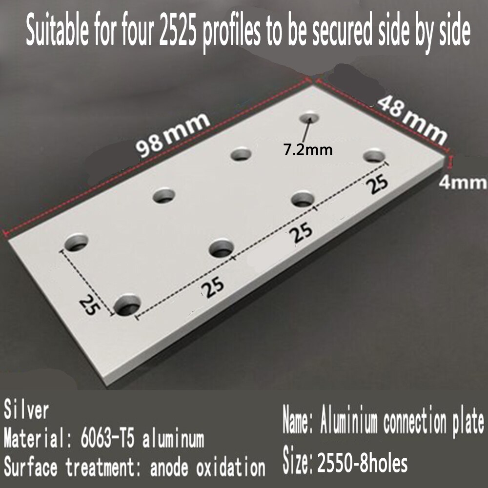 Vertical connecting plate aluminum profile reinforcement plate /3030/4040/4545/6060/8080/9090 hole one word connector: 2550-8Hloe