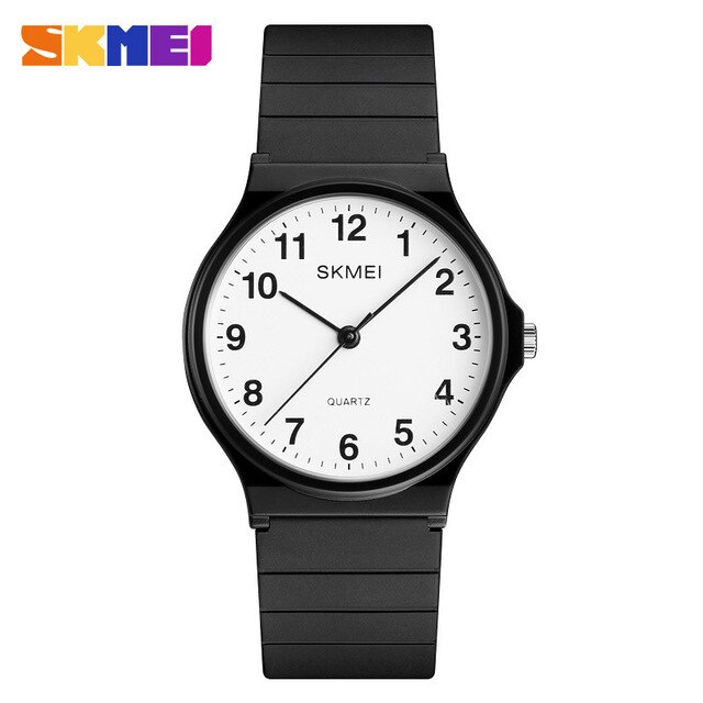 SKMEI Simple Women Men Watches Personality Teens 3bar Waterproof Quartz Wristatches Ladies Mes Relogio Feminino 1419: Black White Digital