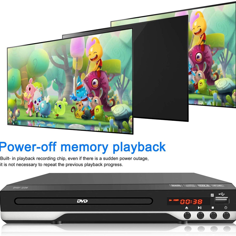 Portable DVD Player for TV Home Support USB Port Compact Multi Region DVD/SVCD/CD Player with Remote Control