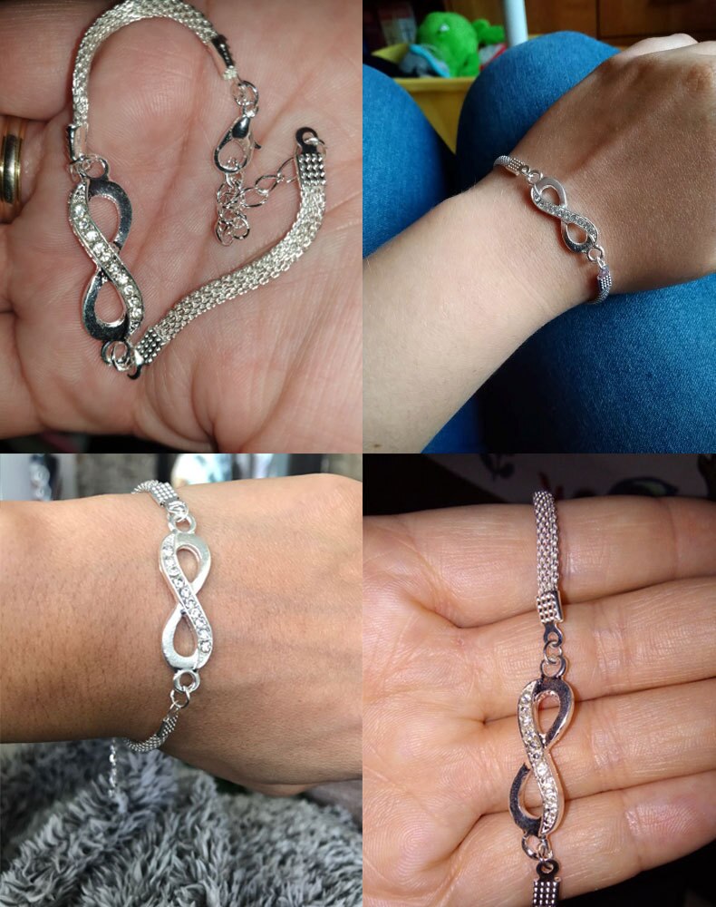 Strass Unendlichkeit Armband für Frauen Männer Glück 8 Wort Armband Schmuck Pulsera Infinito Hand Kette