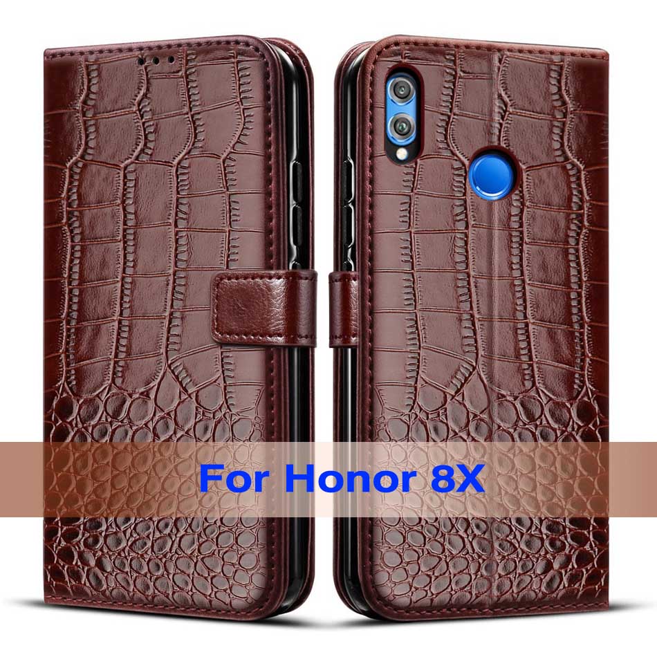 For Huawei Honor 8X Case Cover For Honor8x Case Cute Silicone Magnetic case For Huawei Honor 8X 8 X Phone cover with card slots: Deep Brown