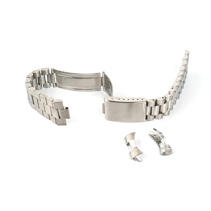 18mm 20mm brosse polonais solide en acier inoxydable président montre bracelet bande extrémité incurvée