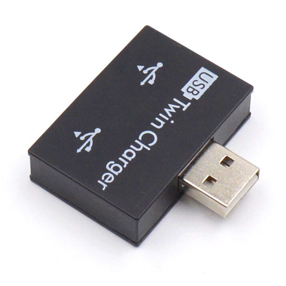 Divisor de 2 puertos estable, cargador doble portátil para teléfono y tableta, adaptador de Mini ABS USB Hub , extensor práctico: Black