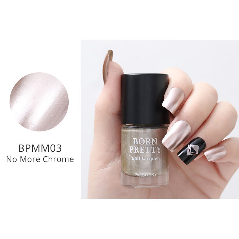 GEBOREN PRETTY Spiegel Effect Metallic Nagellak Paars Rose Goud Zilver Chrome Nail Art Varnish 6 ml/9 ml voor Metalen Manicuring: BPMM03 9ML