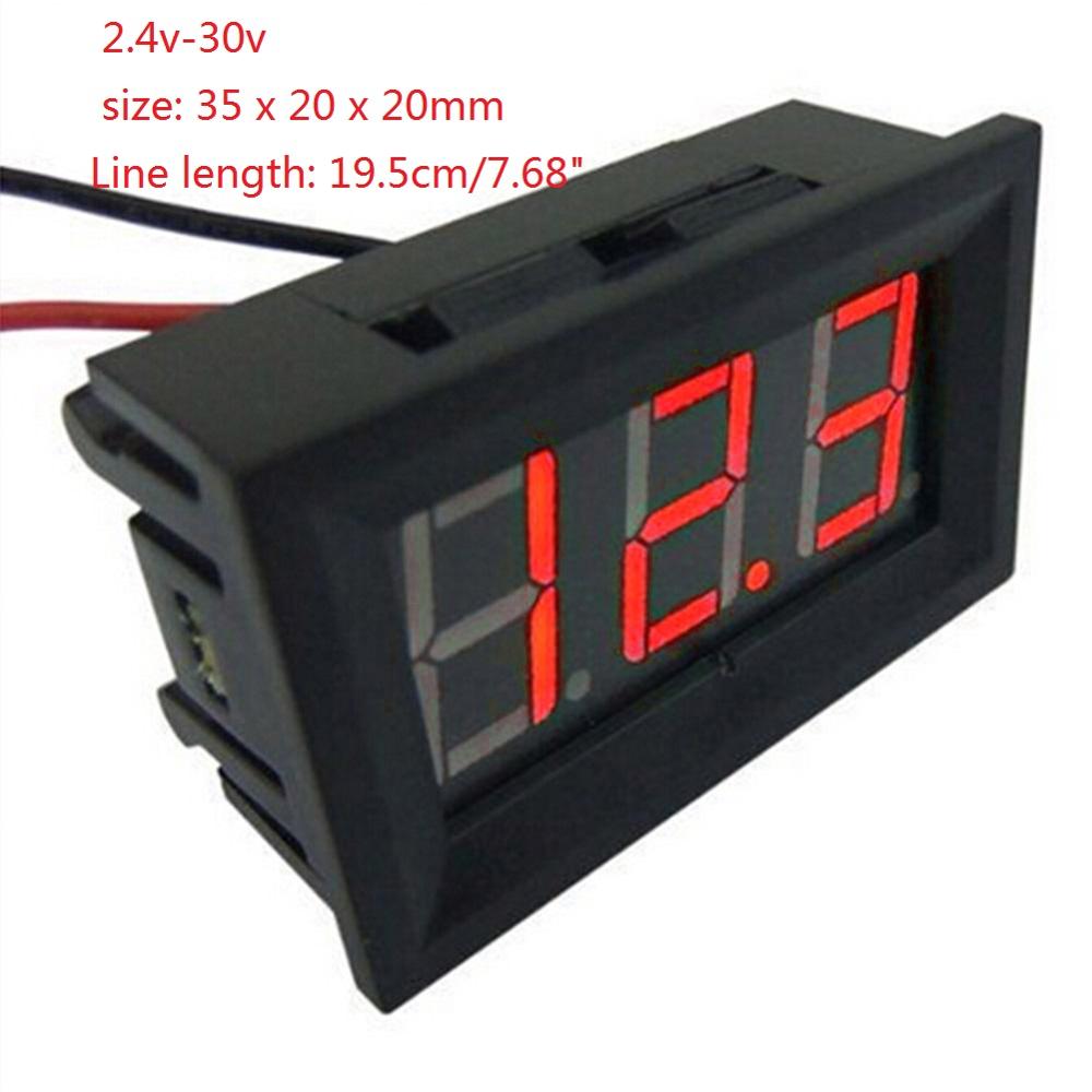 Mini Voltmeter Tester Digital Voltage Meter Voltage Test Battery DC 2.4V-30V 2 Wires for Motorcycle Car LED Display Gauge: a