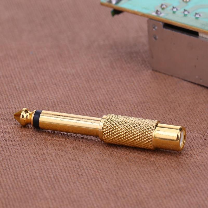Audio Stereo Adapter Plug Converter Headphone 1pc 6.35mm 1/4in Mono Male Jack to RCA Female Plug Audio Adapter Connector