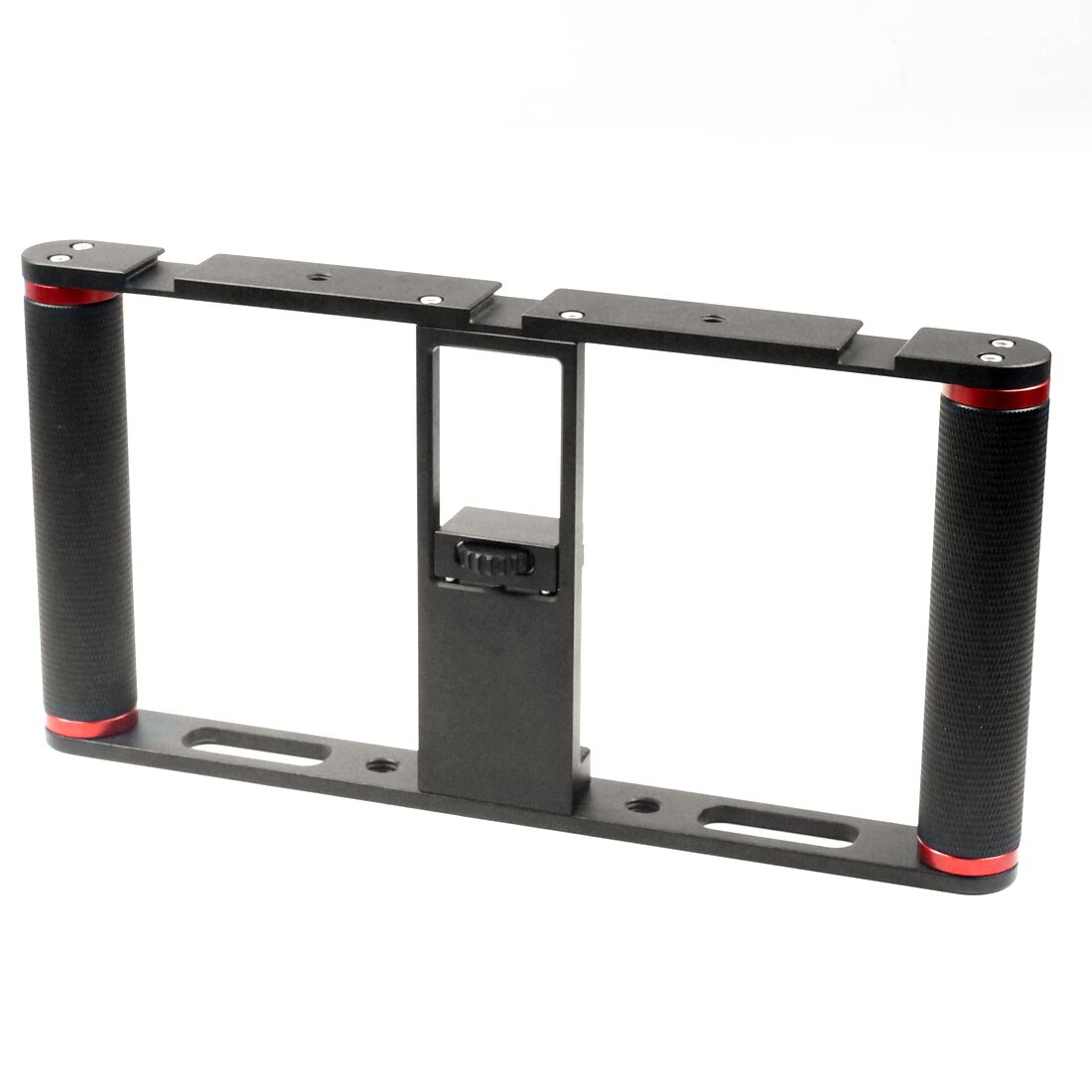 Vlog Video Camera Cage Rig Dual Handvat Grip Stabiele Beugel Voor Mic Licht Koud Shoe Mount Mobiele Telefoon Clip Voor filmmaken Vlog