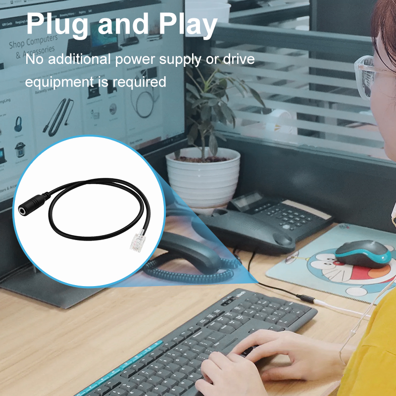 Cable adaptador de Audio de 3,5mm, conector hembra de 3,5 a RJ11 macho para ordenador, auriculares, teléfono inteligente, auriculares, convertidor adaptador de teléfono