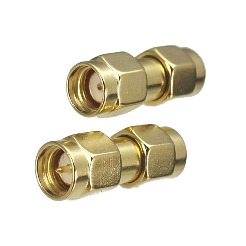 1 Uds adaptador de conector SMA RP-SMA a SMA RPSMA enchufe macho y conector hembra convertidor Coaxial RF recto latón: Gris oscuro