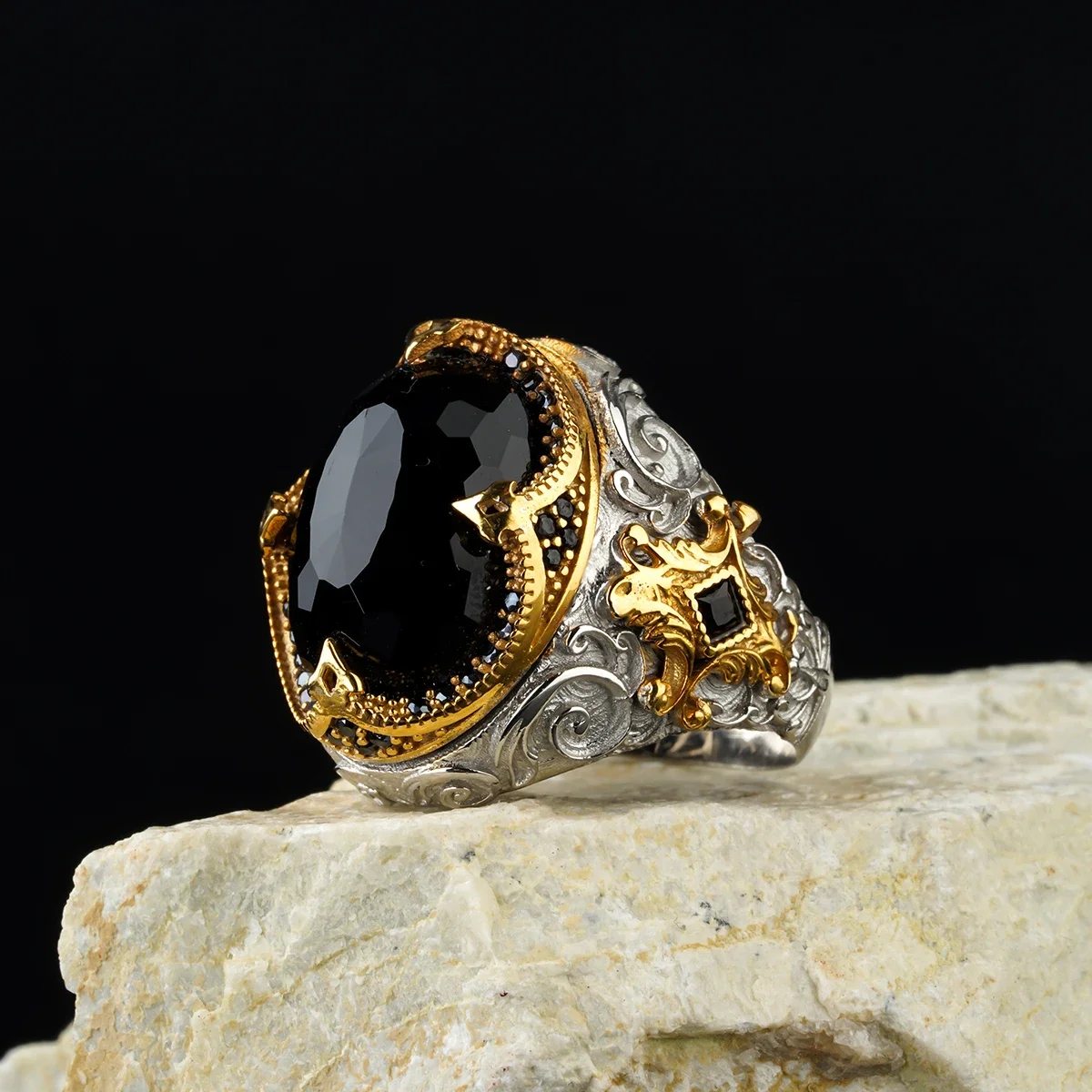 2023 Koperen Open Verstelbare Ringen Amber Edelsteen Persoonlijkheid Hoge Sieraden Turkije Mode Luxe Heren High-end Trouwringen: GOLD