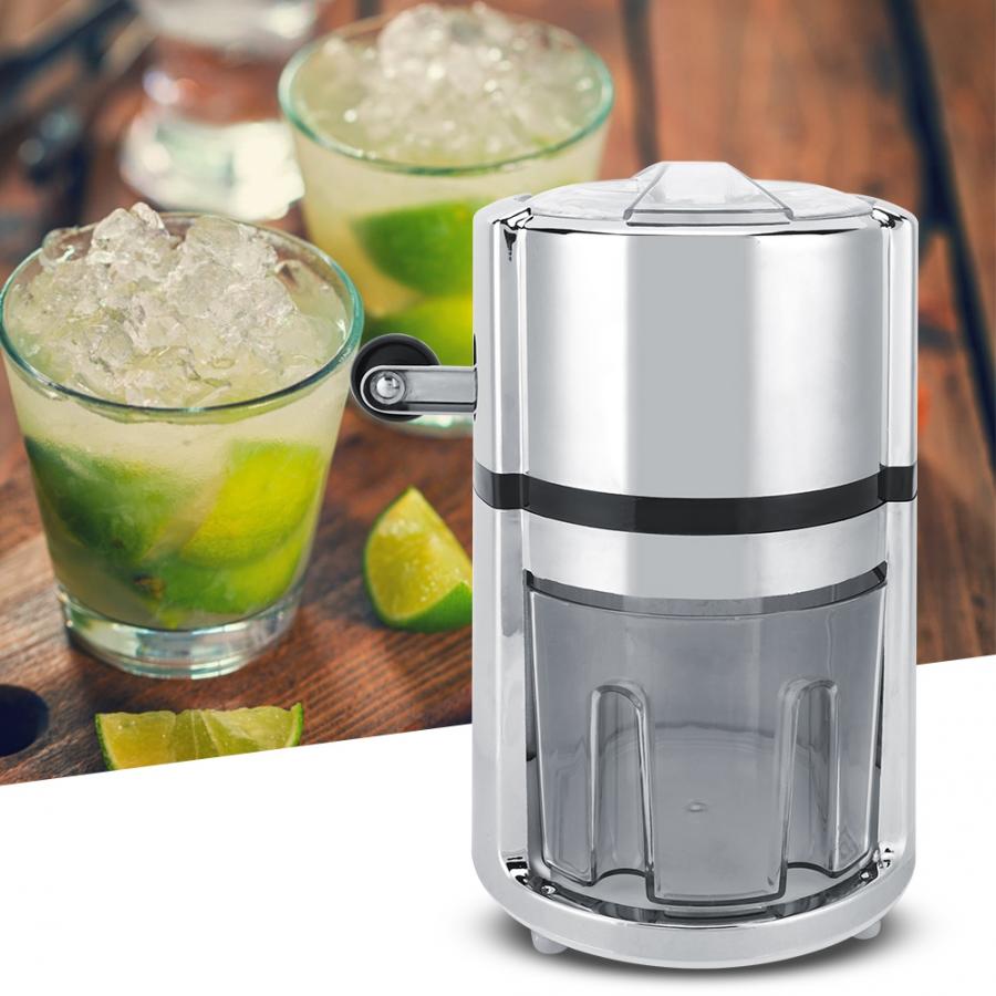Round Shape Hand Crank Manual Ice Crusher Shaved Ice Machine Kitchen Tool Ice Maker Machine Stainless Steel